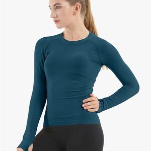 Women's Caribbean Blue Long Sleeve Compression Top